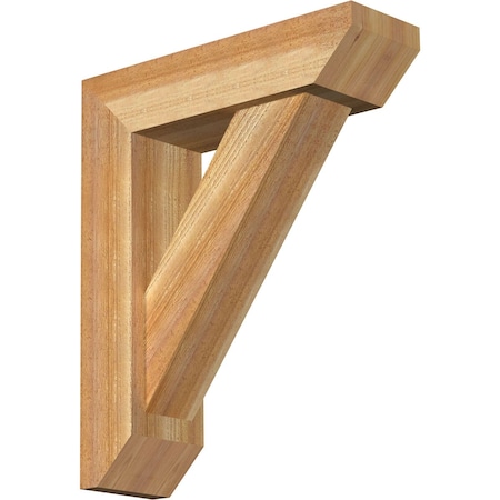 Traditional Slat Rough Sawn Bracket W/ Offset Brace, Western Red Cedar, 6W X 20D X 24H